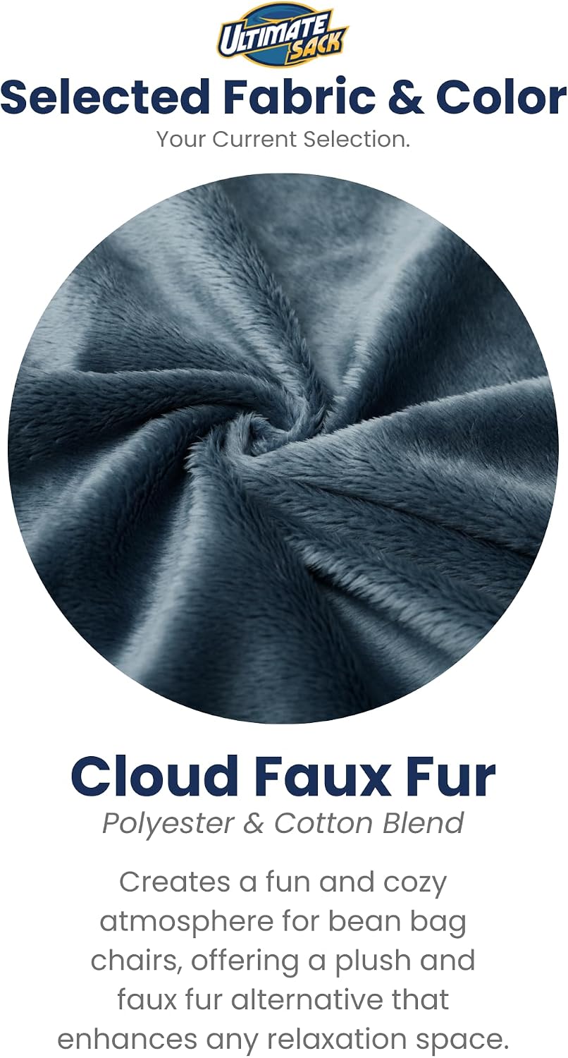 Ultimate Sack 5000 5-Foot Bean Bag Chair, Cloud Fur Cover – Oversized Foam Lo...