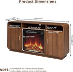 Fireplace TV Stand for TVs Up to 65”, Entertainment Center with 23” Electric Fireplace, Storage Side Cabinets and Adjustable Shelves, Mid Century Modern Media Console Table for Living Room (Walnut)