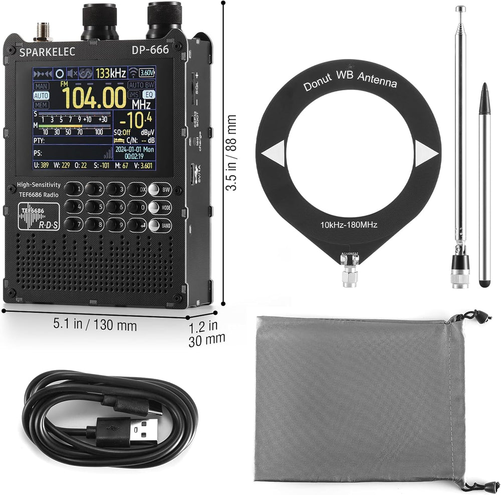 DP-666 Full Band DSP Radio with TEF6686 Chip, Professional AM/FM/LW/MW/SW RDS...