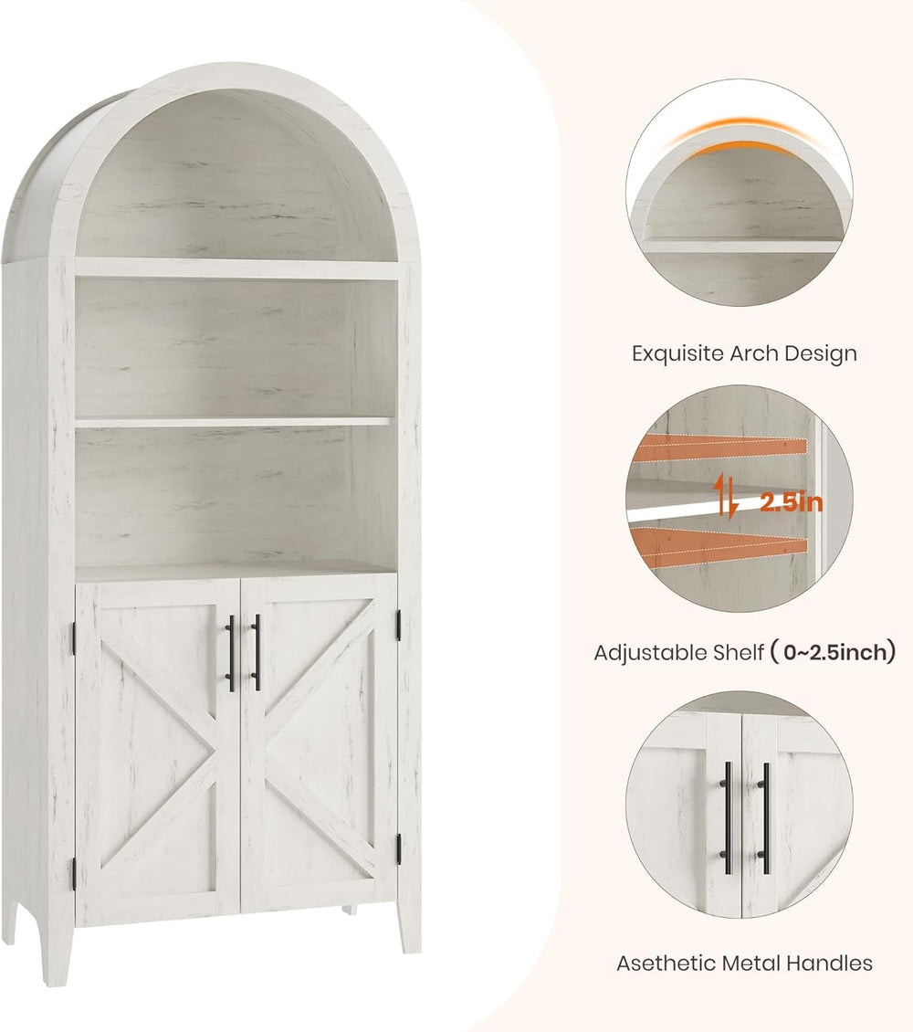 Garvee Arched Cabinet with Doors, 5-Tier Kitchen Pantry Cabinet with Adjustab...