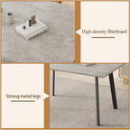 ZckyCine 46.5" Grey Dining Table Set for 4, 5-Piece Modern Kitchen Table with 4 PU Leather Upholstered Chairs, Easy Assembly, Space-Saving Dining Room Set for Apartment, Home, Breakfast Nook