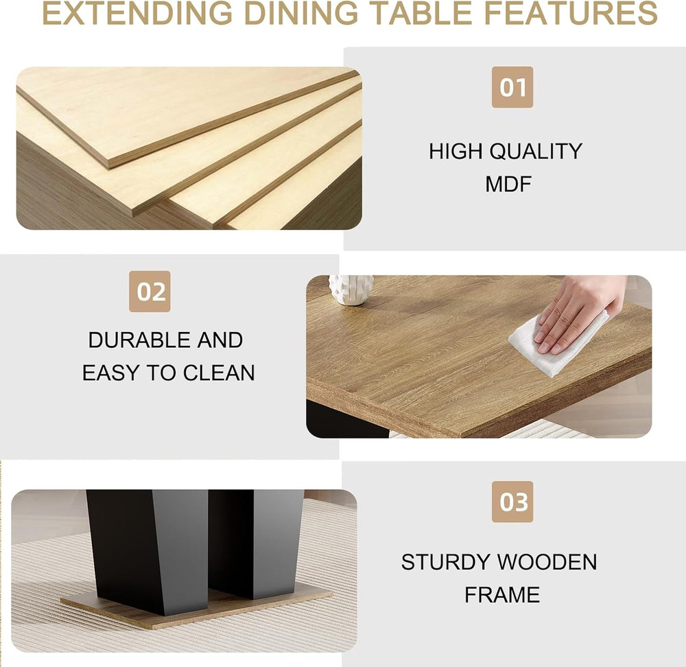 HomVent 5 Piece Extendable Dining Table Set for 4 with Chairs, 63"-78.7&...