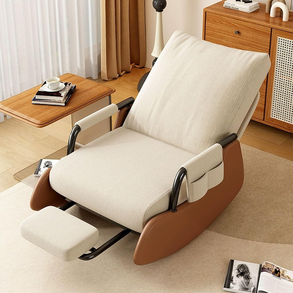Rocking Chair with Side Bags, Adjustable Backrest Recliner Armchairs, Wide Ac...
