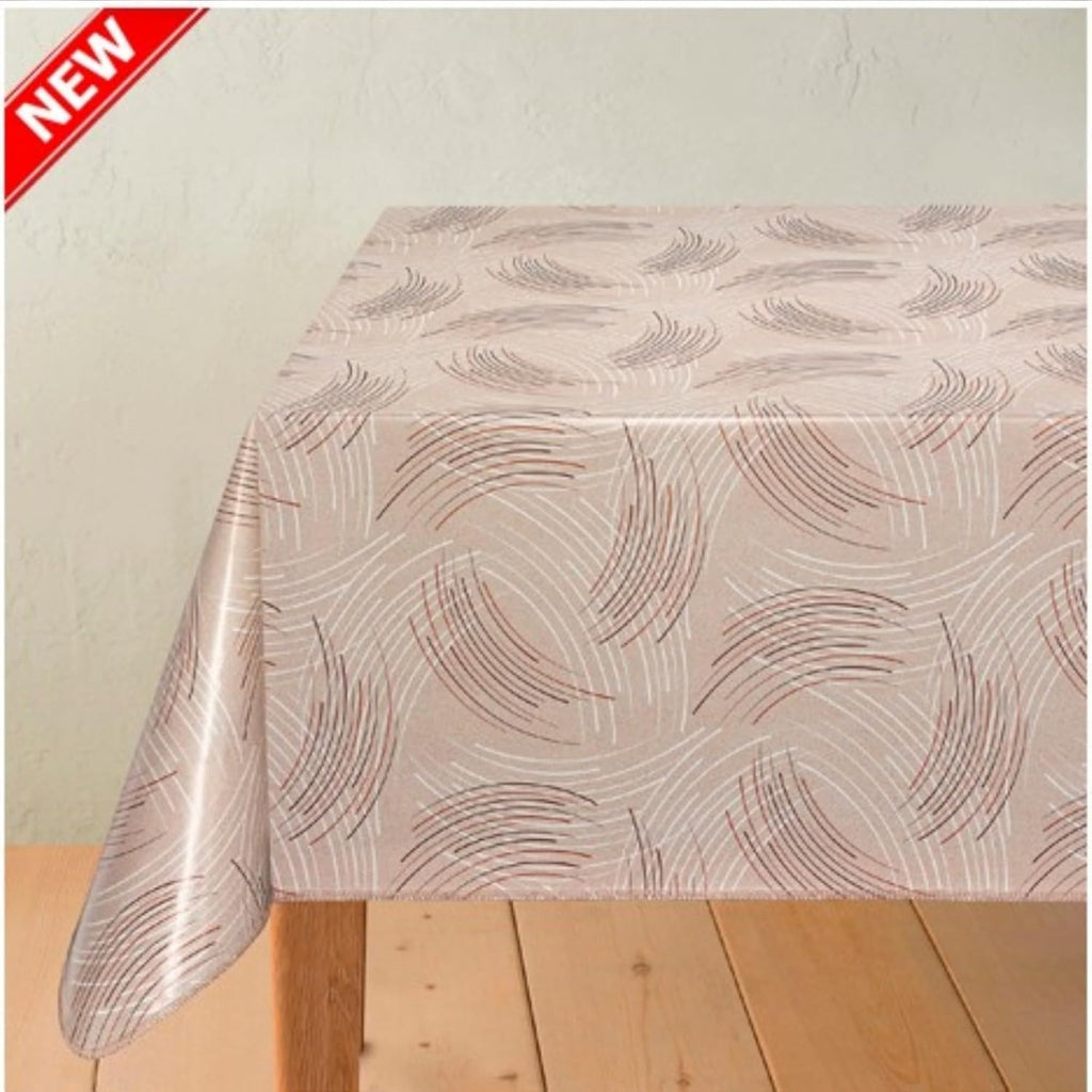 Heavy Duty Flannel Backed Vinyl Tablecloth with Flannel Backing Easy to Wipe-Clean Oilcloth Waterproof Plastic Rectangle 55x55 inch Milky Brown Table Cover