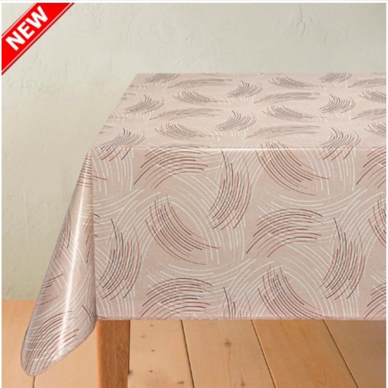 Heavy Duty Flannel Backed Vinyl Tablecloth with Flannel Backing Easy to Wipe-Clean Oilcloth Waterproof Plastic Rectangle 55x55 inch Milky Brown Table Cover
