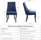 Navy Mid Century Dining Chairs Set of 8, Modern Kitchen & Dining Room Chairs Set of 8, Linen Upholstered Kitchen Chairs, Sillas de Comedor, Wood Legs (Blue, 8 Pcs)