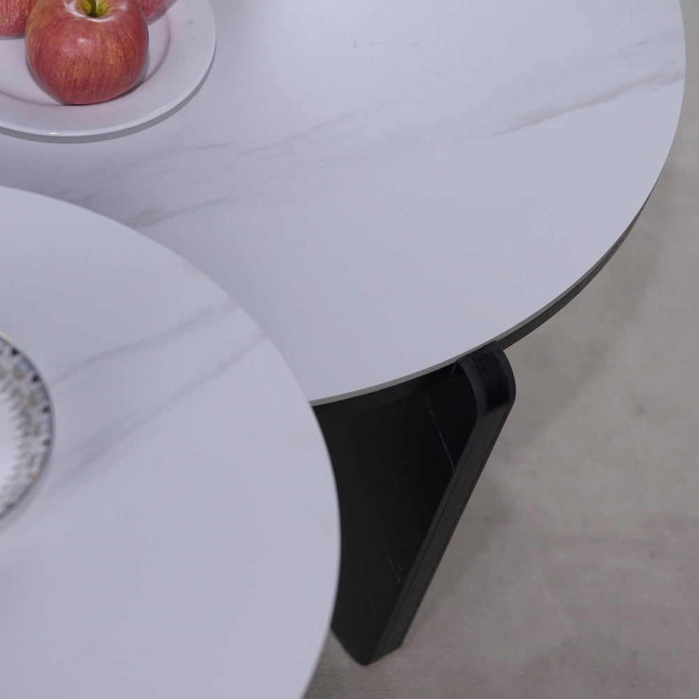 Nesting Tables for Living Room, White Sintered Stone Set | Faux marble coffee...
