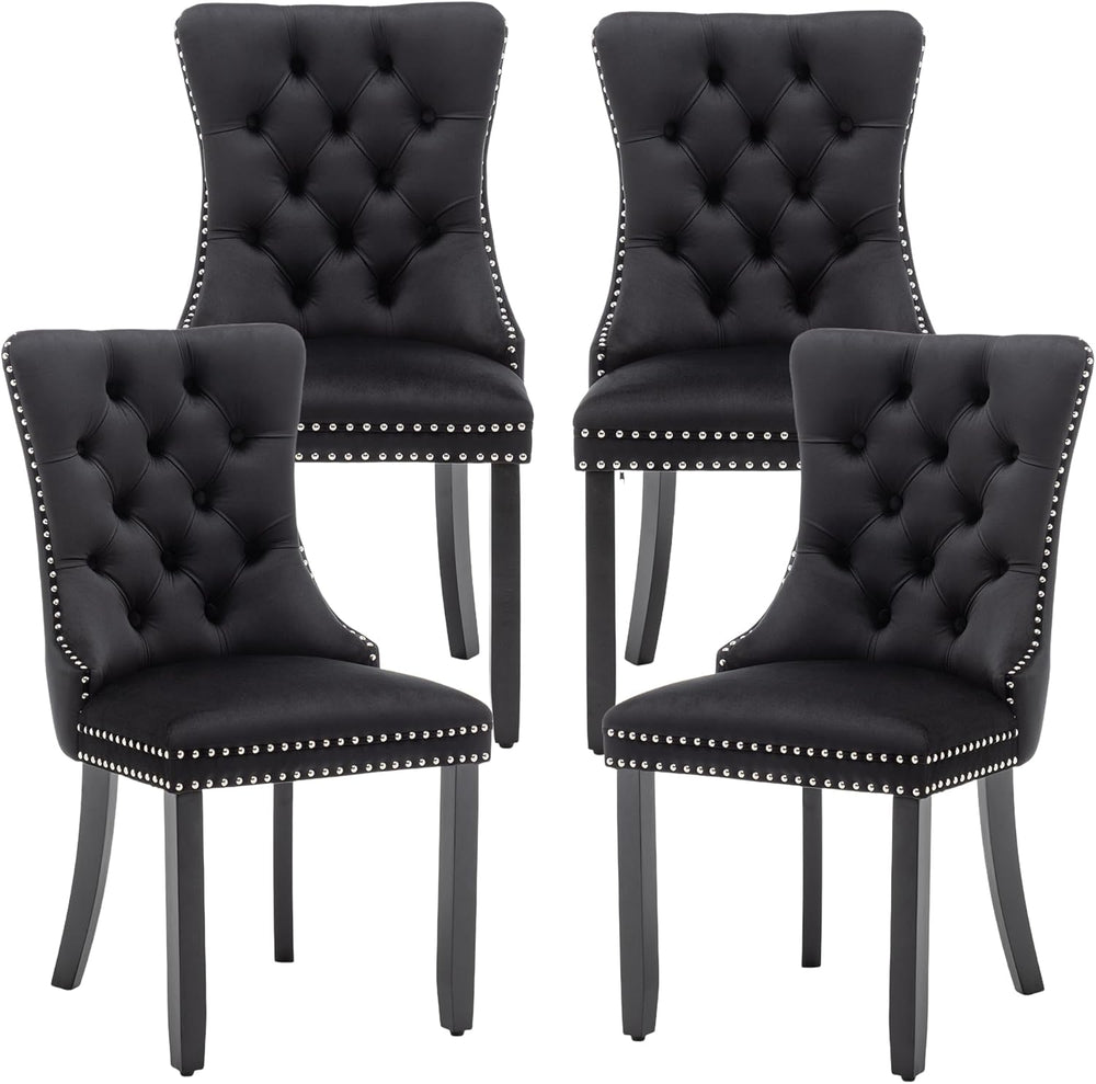Velvet Dining Chairs, Black Dining Chairs Set of 4