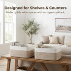 Large Storage Basket for Shelves 16.8”x13”x7.5”2 Pack | Large Baskets for Storage, Soft Cotton Rope Woven Baskets for Shelves, Closet, Laundry, Bathrooms, Blanket, Clothes, Closet