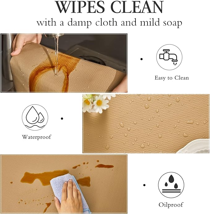 Beautysaid Shelf and Drawer Liner for Kitchen Cabinet, Non Adhesive Non Slip Shelf Paper Waterproof Washable Thickened for Dresser Pantry Shelve Bathroom Protector Liner(Beige,12 in x 10 FT)
