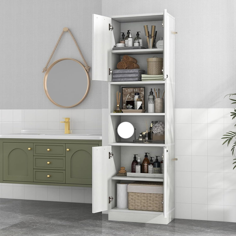 TANGZON 190CM Tall Kitchen Cupboard, 4-Door Storage Cabinet with Enclosed Cab...