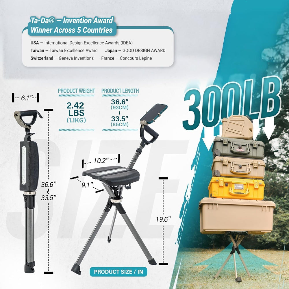 Ta-Da Chair Series 2 PRO, Portable Trekking Hiking Pole, Folding Walking Stic...