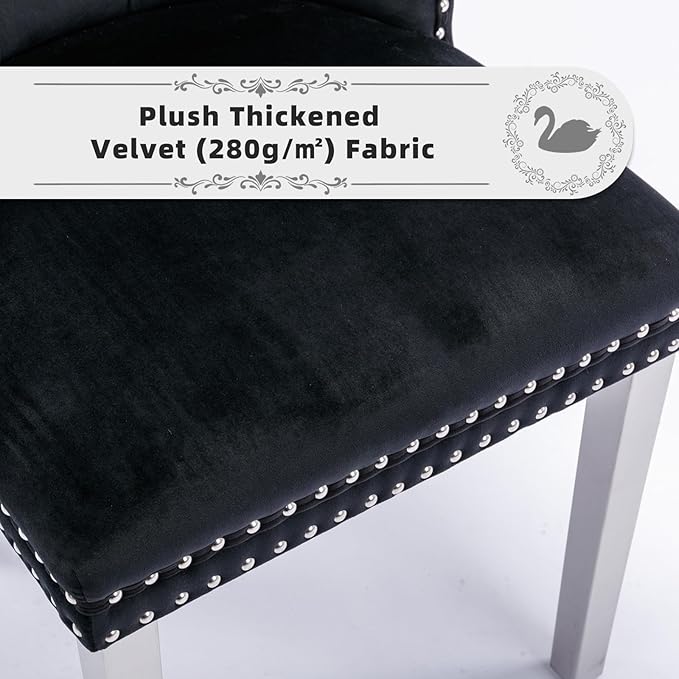 Velvet Upholstered Dining Chairs Set of 8, Modern Style Kitchen Side Chairs w...