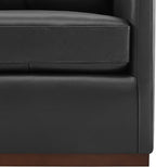 CHITA Genuine Leather Swivel Chair, Wood Frame, Fully Assembled, Black | Leather Arm Chair with 360° Swivel Solid Wood Base, Mid Century Modern Living Room Chair, 33"Dx30"Wx33"H, 300 Lb Capacity
