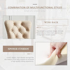 Leather Dining Chair Set of 4, Dining Room Chairs with Nailhead Ring Pull Trim, Upholstered Dining Chairs with Solid Wood Legs for Kitchen Dining Room (Beige)