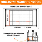 Large Garden Tool Organizer, 36" L x 37.25" H Metal Yard Tool Storage Rack with Multi Tier Shelves, Long-Handle Tool Holder with Wide & Narrow Slots, Hooks & Storage Pockets for Garage