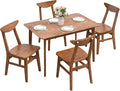 HOMCOM 5-Piece Solid Wood Dining Table Set for 4, Modern Farmhouse Kitchen Table and Chairs for Small Space, Dining Room, Breakfast Nook, Walnut