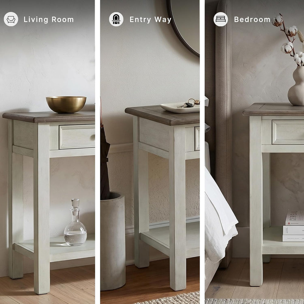 Signature Design by Ashley Bolanburg Farmhouse Sofa Console Table, White | Tw...
