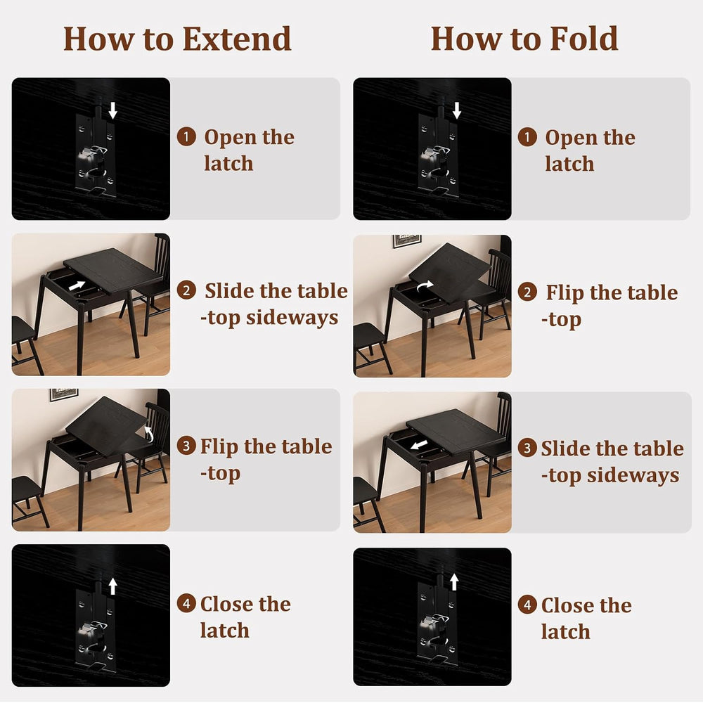 Solid Wood Small Dining Table, 23.6"L-47.2"L Expandable Kitchen Tab...