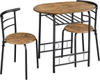 Yaheetech 3-Piece Dining Table Set, Breakfast Bistro Table Set for 2, Small Kitchen and Table Chairs Set of 2 with Metal Frame and Storage Rack for Small Space/Apartment/Dorm Room, Brown