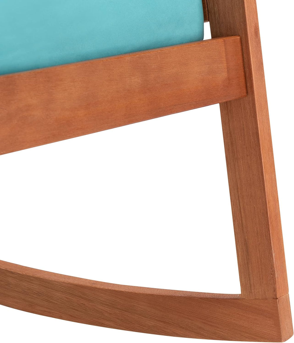 Safavieh Outdoor Collection Vernon Wood Blue Cushion Rocking Chair PAT7013Q, ...