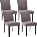 Watson & Whitely Upholstered Dining Chairs Set of 4, Fabric Armless Dining Room Chairs with Solid Wood Legs & Back Side Chair for Kitchen, Living Room, Restaurant, Dark Grey