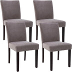 Watson & Whitely Upholstered Dining Chairs Set of 4, Fabric Armless Dining Room Chairs with Solid Wood Legs & Back Side Chair for Kitchen, Living Room, Restaurant, Dark Grey