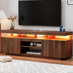 HOMMPA 75 Inch LED TV Stand, Modern Tall Entertainment Center with Power Outlets for Living Room, Bedroom, Walnut TV Console with Storage, Gaming Media Cabinet for 75/70/65/55 Inch TVs