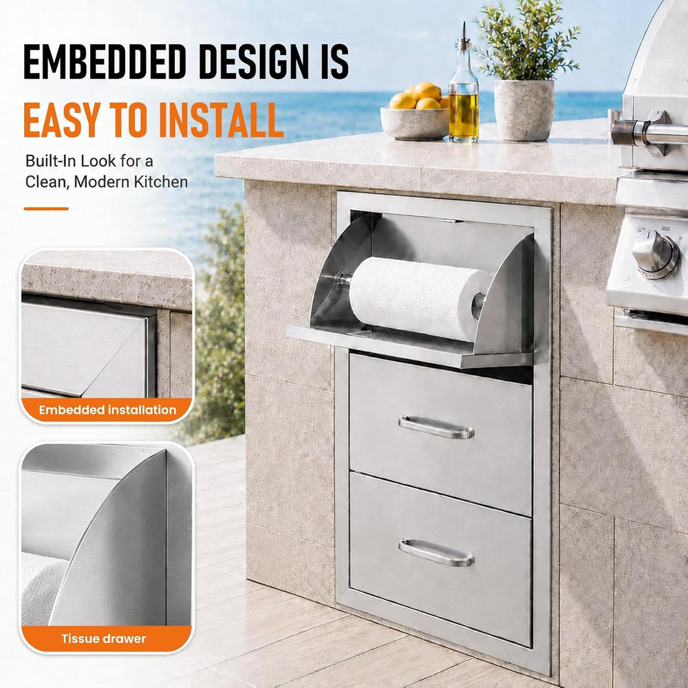 Outdoor Kitchen Drawers, 17" W x 30" H x 21" D Stainless Steel...