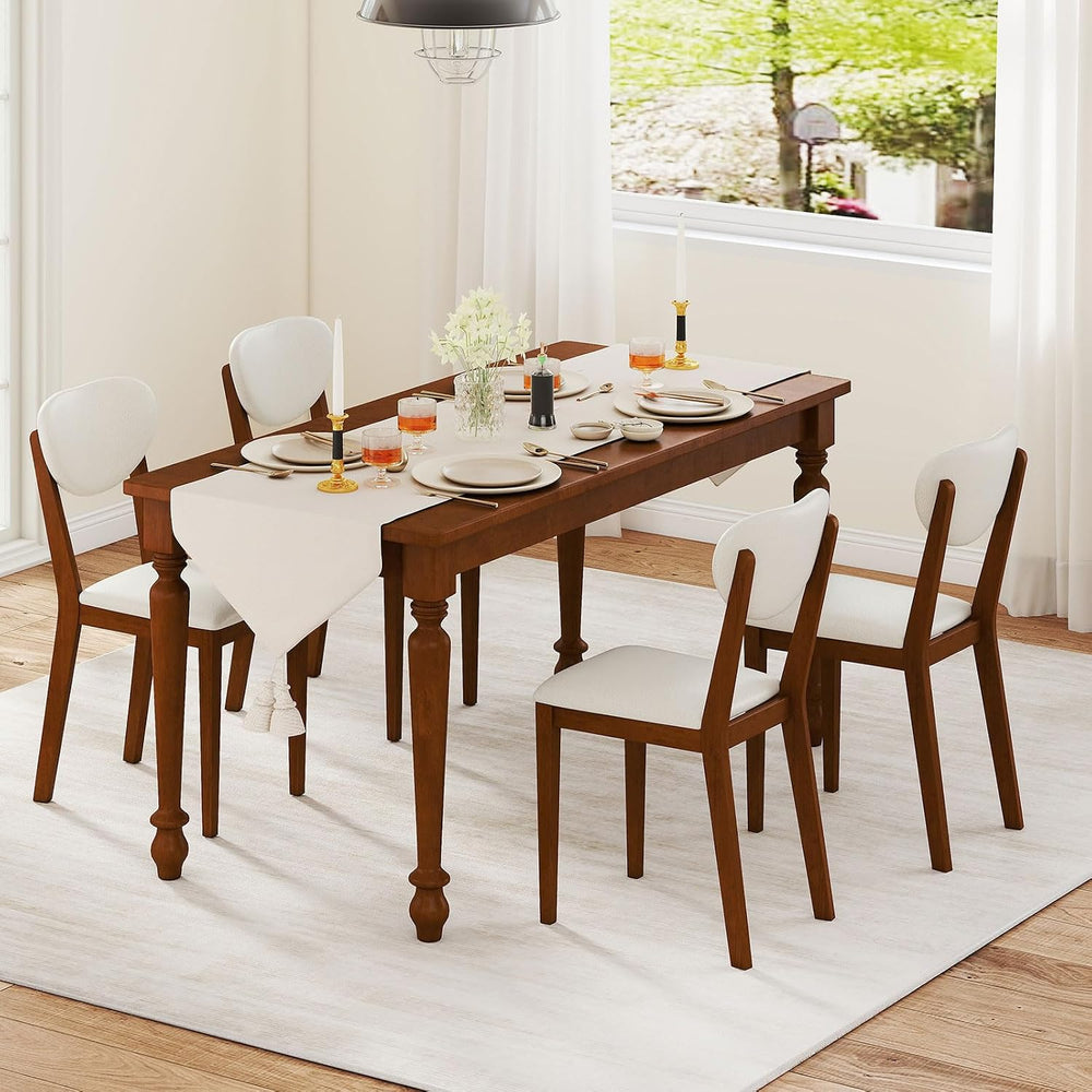 Giantex Sherpa Dining Chairs Set of 4, Modern Kitchen Chair w/Rubber Wood Leg...