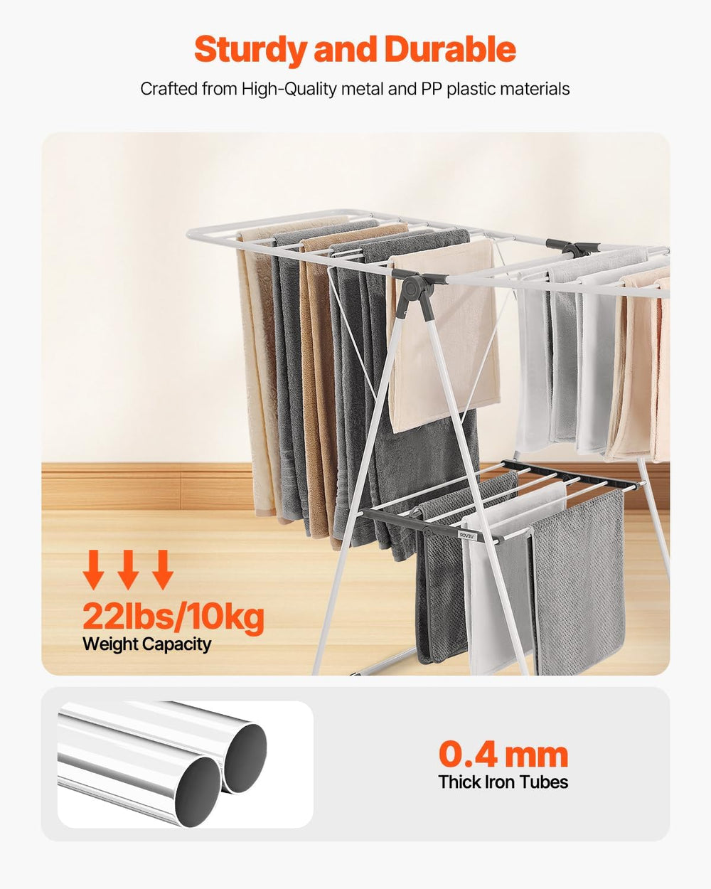 VEVOR Clothes Drying Rack, 2-Tier Foldable Laundry Dryer Rack with Sock Clips...