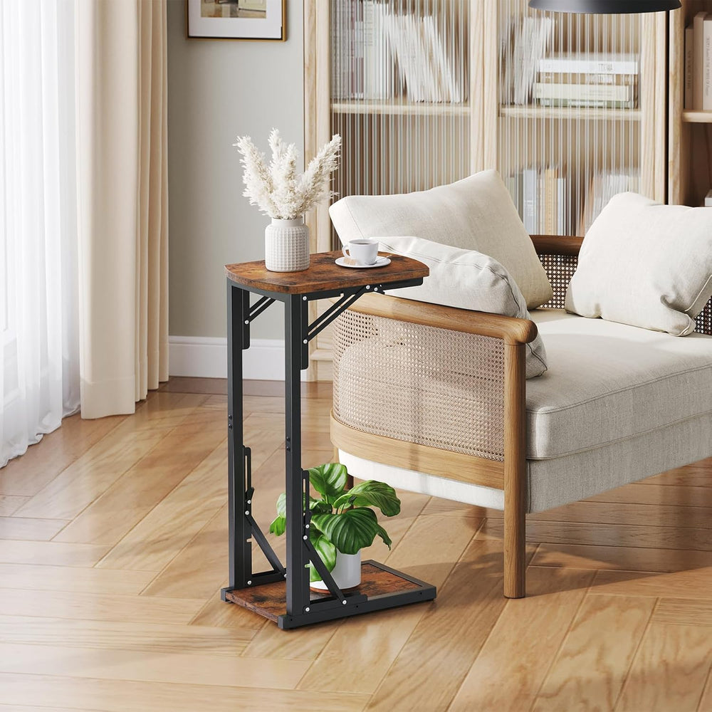 MAHANCRIS Folding C Shaped End Table, Adjustable Small Sofa Side Laptop Desk,...