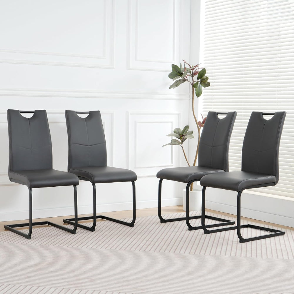 Henf 5 Piece Round Glass Dining Table Set, Modern 47 Inch Dining Room Table S...