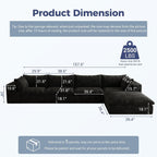 157.6" Oversized L Shaped Modular Boneless Sofa with Ottoman, Cloud Sectional Couches for Living Room, Deep Seat Corduroy Upholstered Couch Furniture Set, No Assembly Required (4 Seater+1 Ottoman)