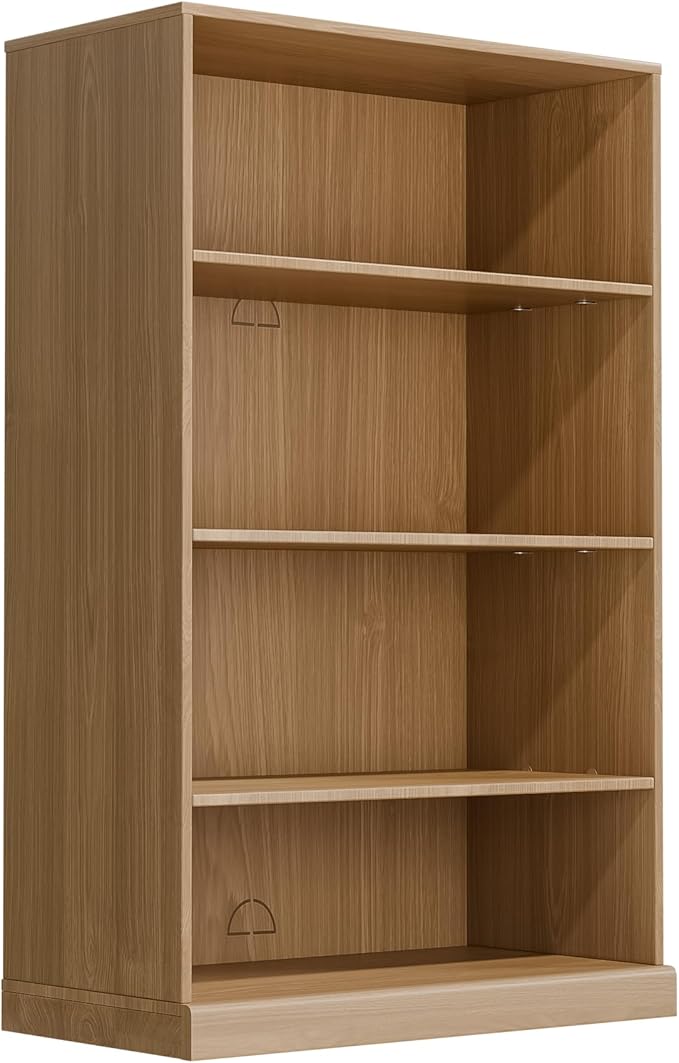 49" Wooden Book Shelf, 2 Shelf Bookcase, Modern Bookshelf with Adjustable Shelf for Home Office, Study Room, Oak