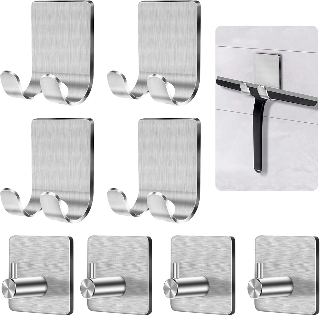 CGBE Razor Holder for Shower - 4 Packs Holder and Hooks, Self Adhesive Shaver Holder Hanger for Bathroom, Damage Free Wall Hooks for Razor Shaver Loofah Sponge