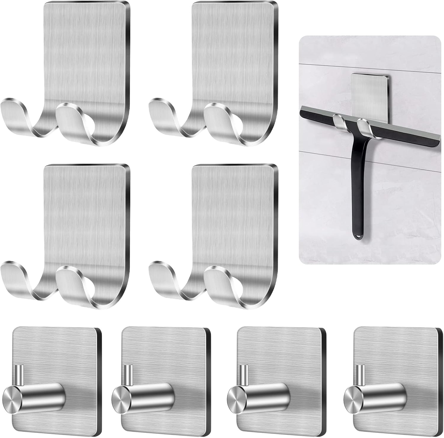 CGBE Razor Holder for Shower - 4 Packs Holder and Hooks, Self Adhesive Shaver Holder Hanger for Bathroom, Damage Free Wall Hooks for Razor Shaver Loofah Sponge