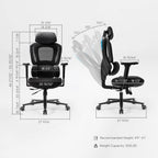 EUREKA ERGONOMIC Typhon Gaming Chair, Ergonomic Office Chair, Home Office Desk Chairs, Gaming Chairs for Adults, Mesh Office Chair, Adjustable Armrest Headrest, Hight Back, BlackBlue