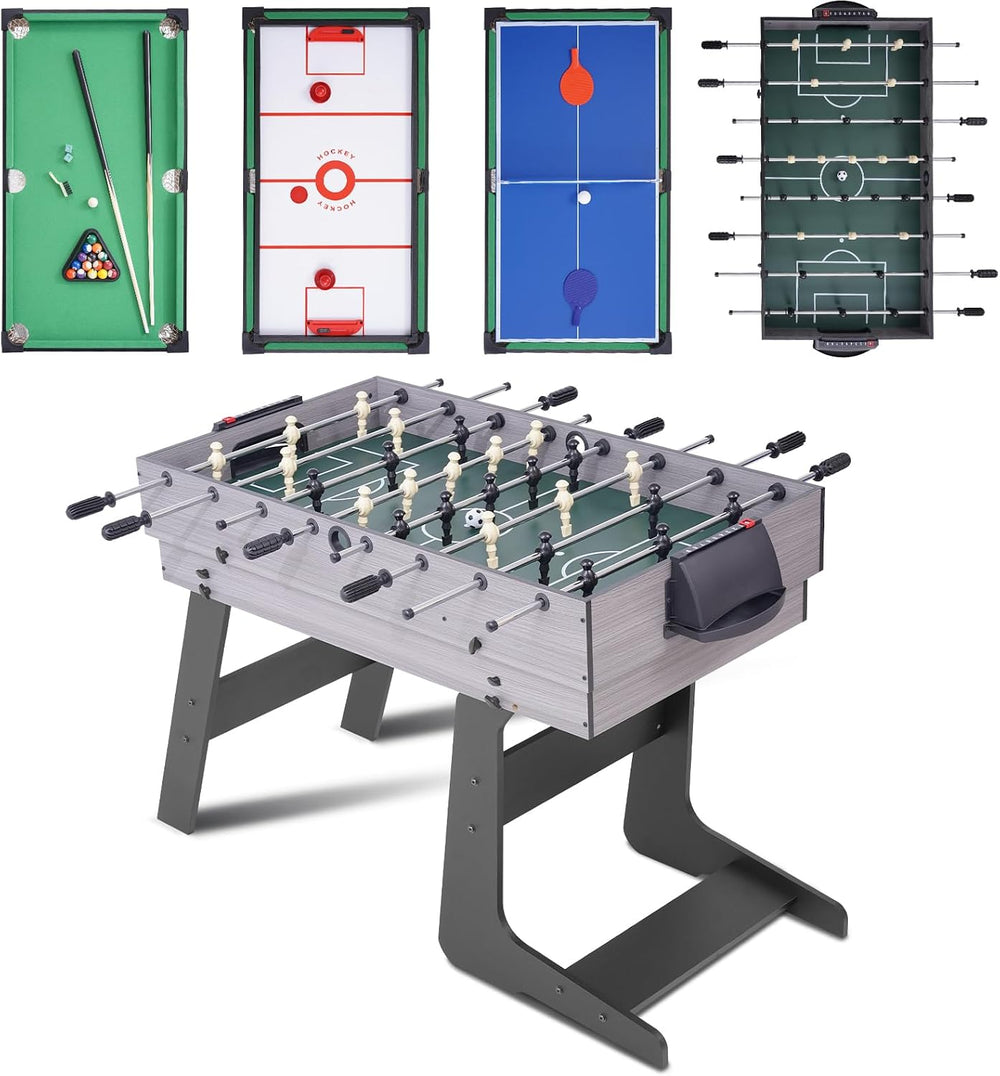 54" 4-in-1 Multi Game Table, Foldable Combo Game Table Set with Ping Pon...
