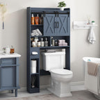 Vabches Over The Toilet Storage Cabinet, Farmhouse Storage Cabinet Over Toilet with Sliding Doors，Home Space-Saving Toilet Rack, for Bathroom, Restroom, Laundry