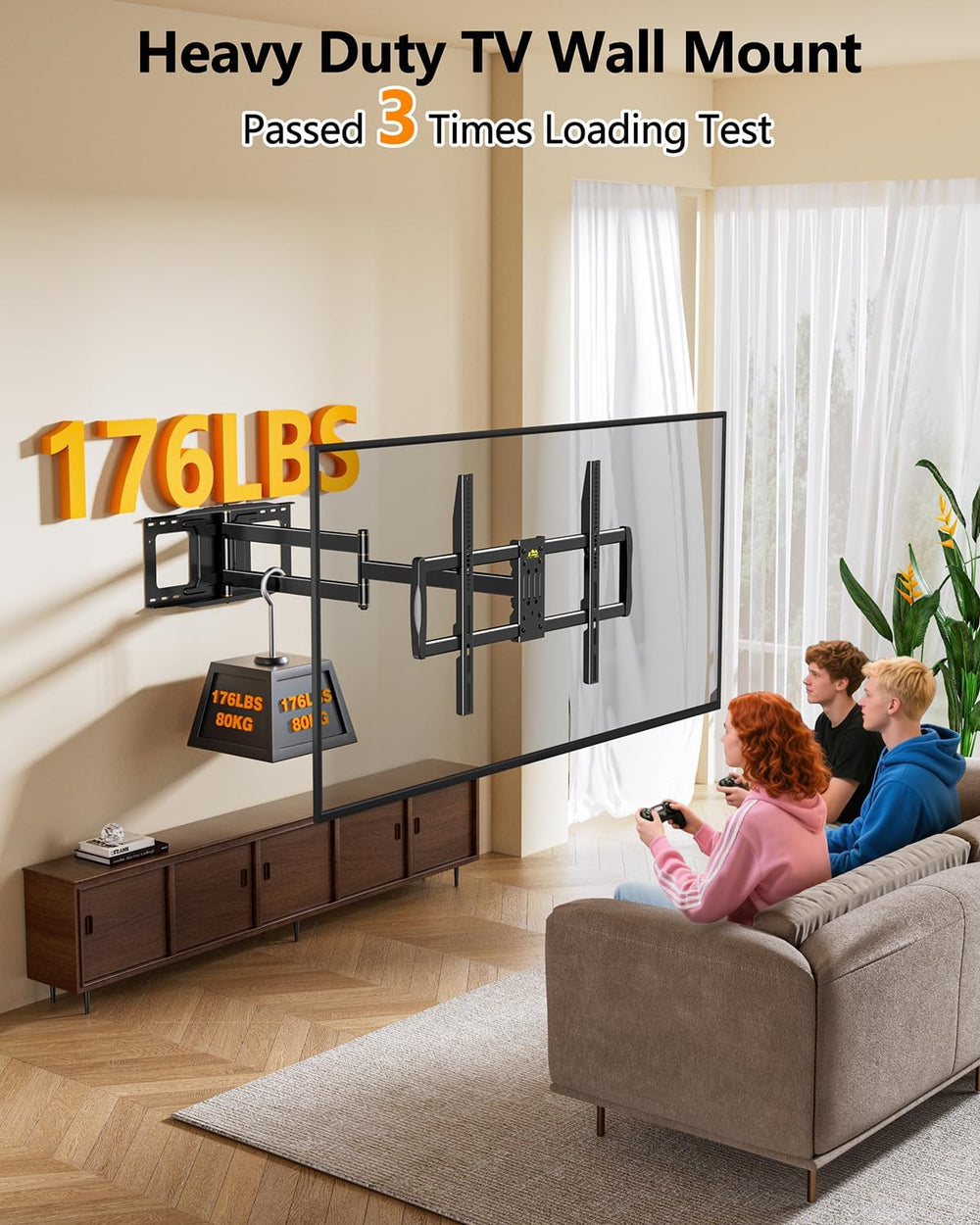 FORGING MOUNT 43–110 inch Long Arm Full Motion TV Wall Mount Holds 176 lbs, V...