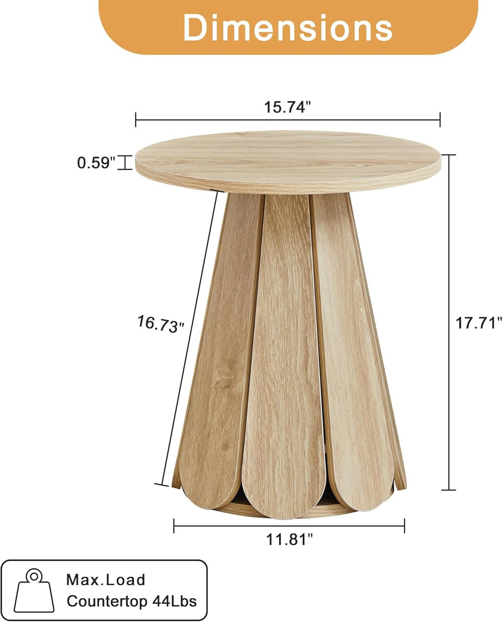 Round End Table Nightstand Set of 2, Mid Century Modern Side Table, Circle Be...