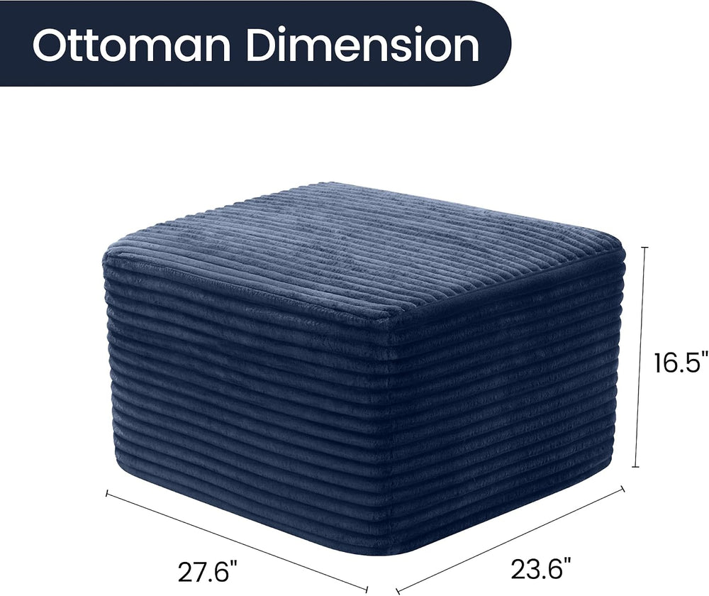 27.6" Floor Ottoman, Plush Corduroy Ottoman Foot Rest for Couch in a Box...