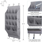 FENTEC 2 Pack Over the Door Shoe Organizer, Hanging Shoe Organizer Rack,24 Large Pockets and 4 Larger Storage Various Compartments with 6 Hooks, Home Accessories, Grey
