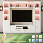 4-Piece Wall Unit TV Stand for TVs Up to 70", Modern Entertainment TV Wall Unit with Shelves, Large Wall Media Center for Living Room, White