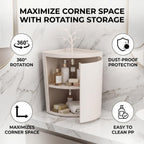 Countertop Corner Storage Cabinet, 360 Degree Rotating Dust Proof PP Storage Rack with Wall Mountable Design, for Bathroom Kitchen Cosmetic Organizer