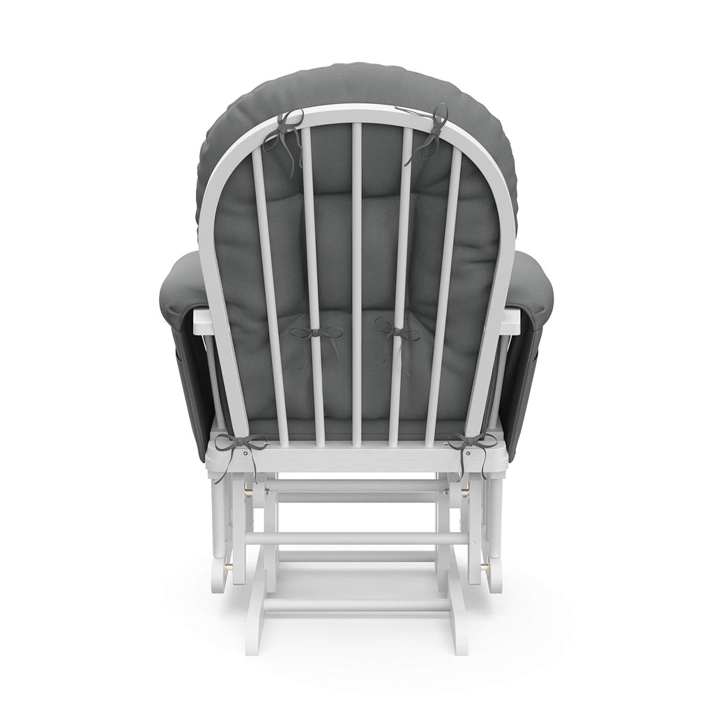 Storkcraft Premium Hoop Glider & Ottoman (White/Gray) — GREENGUARD Gold Certified Nursery Glider, Solid Wood Craftsmanship, Smooth-Gliding, Award-Winning