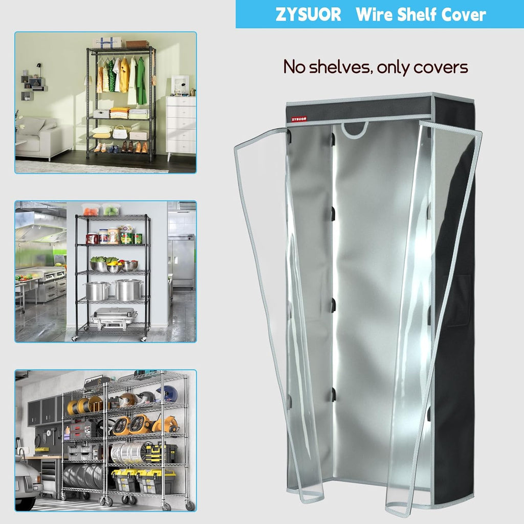 Dustproof Garment Rack & Shelf Cover, Fits 31.5"W x 15.7"D x 72"H | Clear PVC Front Shelving Cover for Clothing Storage, Home, Laundry or Basement (No Shelves)