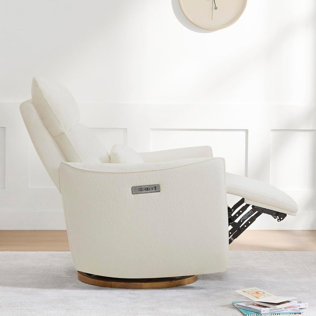 CHITA Power Swivel Glider Recliner Chair, Dual Motor Nursery Glider, Cream | Nursery Rocking Chair with Adjustable Power Headrest, FSC Certified Solid Wood Base, for Bedroom, Living Room