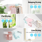 Wall Mounted Clothes Drying Rack, Extending Laundry Rack, Wall Mount Laundry Drying Rack Folding Indoor, 60lbs Capacity (5 Drying Rods, White 31.5")